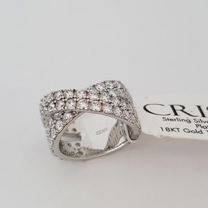 CRISLU Sterling Silver Criss Cross Ring Size 7.5